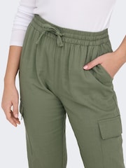 ONLY Green Linen Utility Cargo Trousers - Image 4 of 8