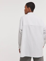 JD Williams Grey Washed Stripe Cotton Long Sleeve Shirt - Image 2 of 4