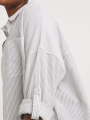 JD Williams Grey Washed Stripe Cotton Long Sleeve Shirt - Image 4 of 4