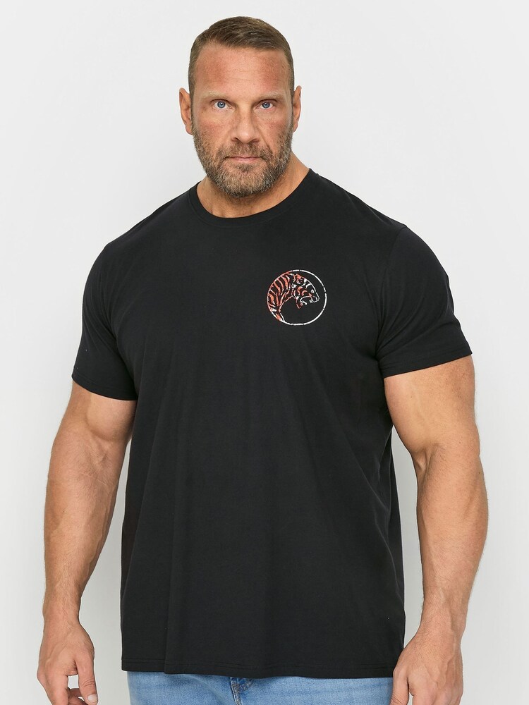 BadRhino Big & Tall Black 100% Cotton Tiger Palm Print T-Shirt - Image 1 of 1