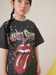 Charcoal Grey Rolling Stones 100% Cotton T-Shirt Dress (3-16yrs) - Image 3 of 6