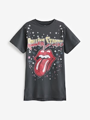 Charcoal Grey Rolling Stones 100% Cotton T-Shirt Dress (3-16yrs) - Image 4 of 6