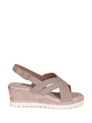 Linzi Natural Myla Sling Back Wedge Espadrille Sandals With Cross Over Front Strap - Image 2 of 4