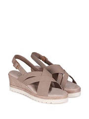 Linzi Natural Myla Sling Back Wedge Espadrille Sandals With Cross Over Front Strap - Image 3 of 4