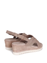 Linzi Natural Myla Sling Back Wedge Espadrille Sandals With Cross Over Front Strap - Image 4 of 4