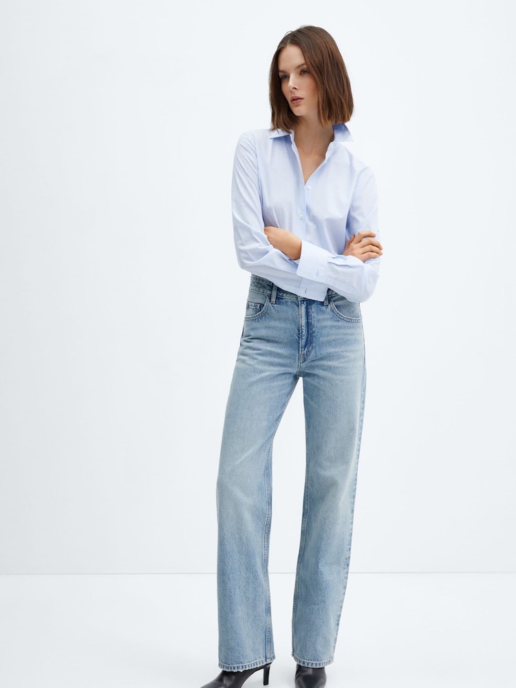 Mango Light Wash Blue 100% Cotton Straight Jeans - Image 2 of 8