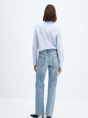Mango Light Wash Blue 100% Cotton Straight Jeans - Image 4 of 8