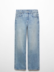Mango Light Wash Blue 100% Cotton Straight Jeans - Image 7 of 8