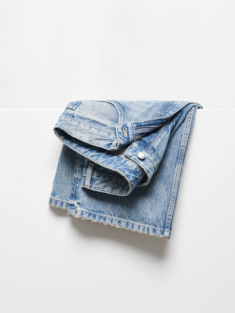 Mango Light Wash Blue 100% Cotton Straight Jeans - Image 8 of 8