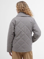 Barbour® Beige Check Cassidie Short Boxy Quilt Jacket - Image 2 of 7