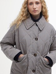 Barbour® Beige Check Cassidie Short Boxy Quilt Jacket - Image 4 of 7