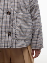 Barbour® Beige Check Cassidie Short Boxy Quilt Jacket - Image 6 of 7