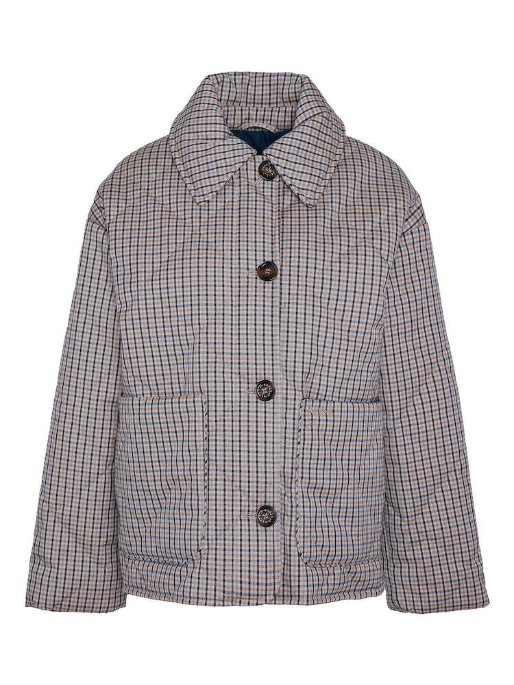 Barbour® Beige Check Cassidie Short Boxy Quilt Jacket - Image 7 of 7