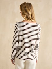 Joules Harbour Brown/Cream Boat Neck Breton Top - Image 2 of 6