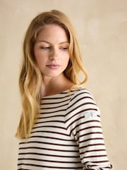 Joules Harbour Brown/Cream Boat Neck Breton Top - Image 3 of 6