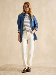 Joules Harbour Brown/Cream Boat Neck Breton Top - Image 4 of 6
