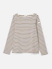 Joules Harbour Brown/Cream Boat Neck Breton Top - Image 6 of 6