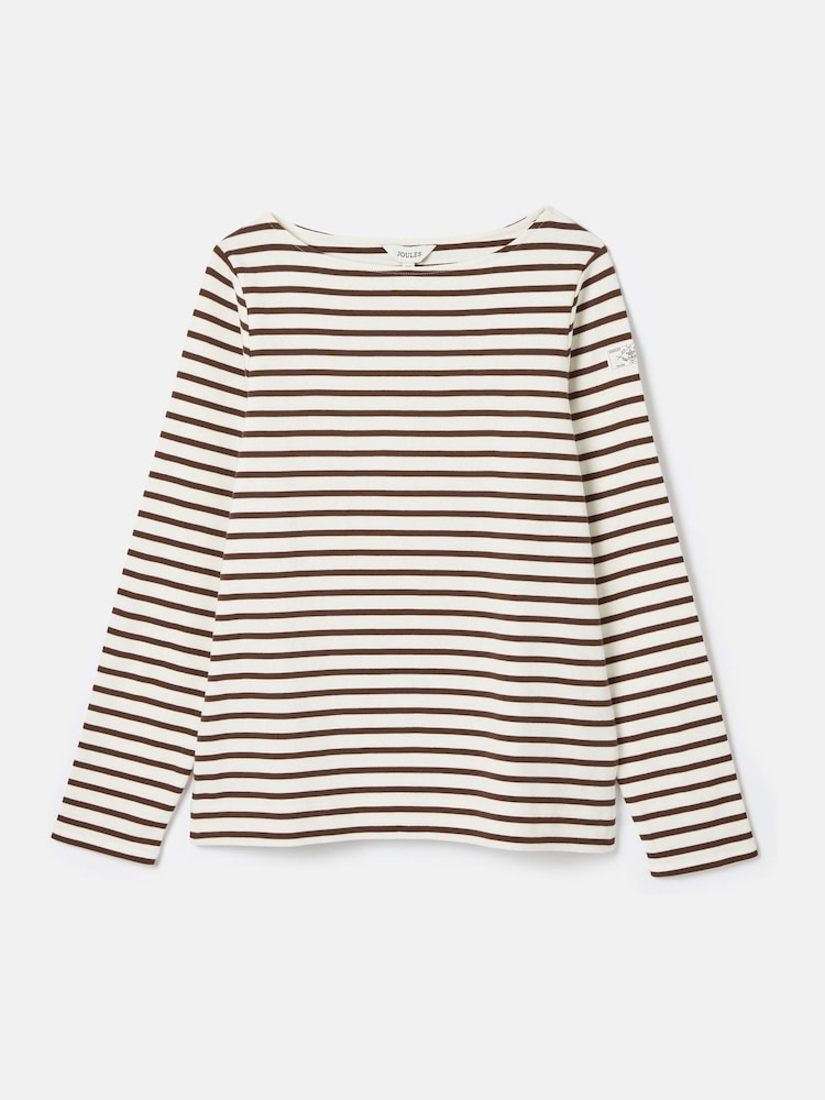 Joules Harbour Brown/Cream Boat Neck Breton Top - Image 6 of 6
