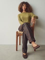 Green Soft Touch Ribbed Long Sleeve T-Shirt with TENCEL™ Lyocell - Image 3 of 7