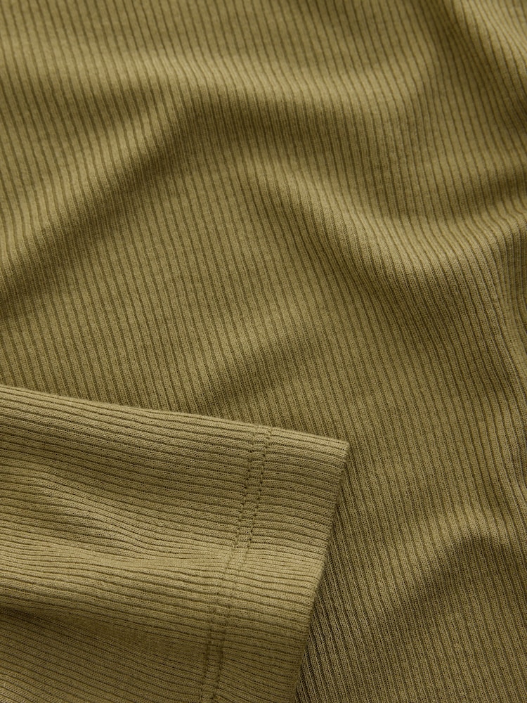 Green Soft Touch Ribbed Long Sleeve T-Shirt with TENCEL™ Lyocell - Image 7 of 7