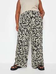 Yours Curve Black Floral Print Wide Leg Trousers - Image 1 of 6