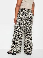 Yours Curve Black Floral Print Wide Leg Trousers - Image 3 of 6