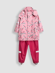 JoJo Maman Bébé Pink Berry 2 Piece Waterproof Trouser And Jacket Set - Image 4 of 10
