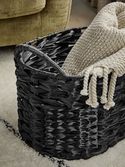 Set of 2 Black Woven Plastic Storage Baskets - Image 2 of 3