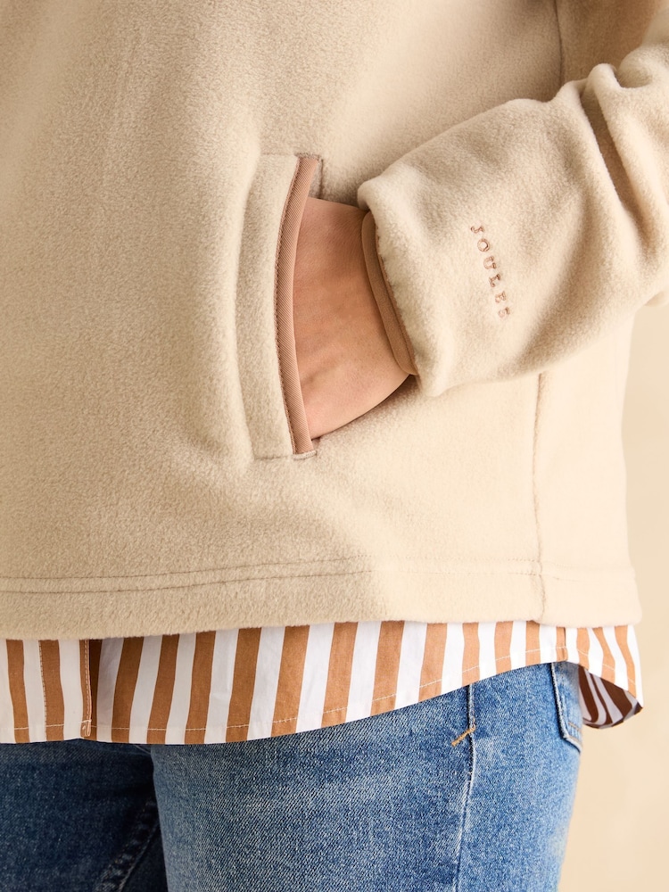 Joules Lulworth Beige Funnel Neck Fleece - Image 6 of 7