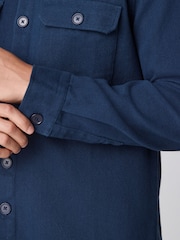 Navy Blue Denim Embroidered 100% Cotton Shacket - Image 6 of 9