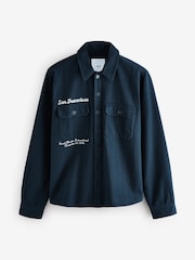 Navy Blue Denim Embroidered 100% Cotton Shacket - Image 7 of 9