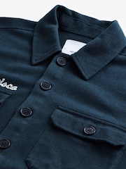 Navy Blue Denim Embroidered 100% Cotton Shacket - Image 8 of 9