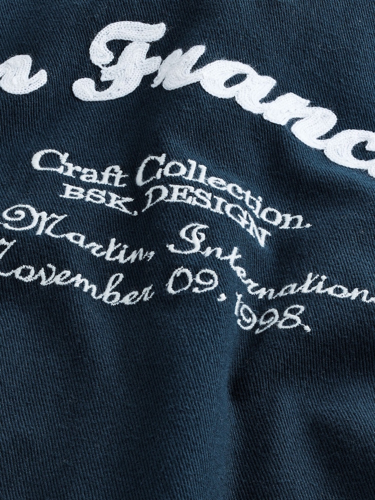 Navy Blue Denim Embroidered 100% Cotton Shacket - Image 9 of 9