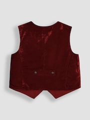 JoJo Maman Bébé Burgundy Velvet Waistcoat Shirt and Trousers Set - Image 3 of 10