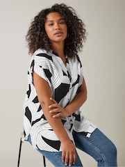 Evans Curve Linear Print Black Blouse - Image 2 of 6