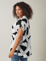 Evans Curve Linear Print Black Blouse - Image 4 of 6