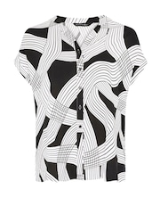 Evans Curve Linear Print Black Blouse - Image 6 of 6