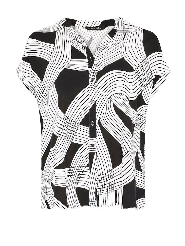 Evans Curve Linear Print Black Blouse - Image 6 of 6