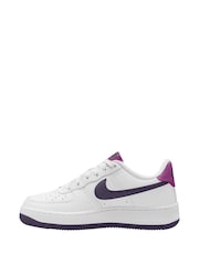 Nike White/Purple Air Force 1 Youth Trainers - Image 2 of 4