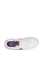 Nike White/Purple Air Force 1 Youth Trainers - Image 3 of 4