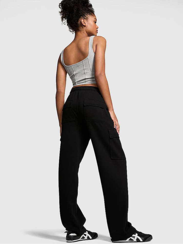 Victoria's Secret PINK Black Fleece Straight Leg Cargo Joggers - Image 2 of 3