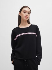 HUGO Logo Tape Trim Adjustable Logo Black Sweatshirt - Image 1 of 1