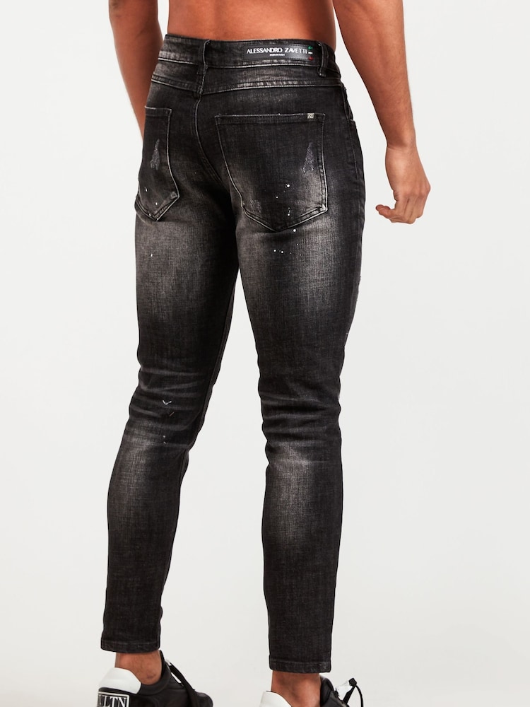 Alessandro Zavetti Leonelli Slim Fit Denim Black Jeans - Image 2 of 4