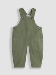 JoJo Maman Bébé Khaki Twill Side Pocket Dungarees And Stripe Top Set - Image 2 of 6