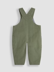 JoJo Maman Bébé Khaki Twill Side Pocket Dungarees And Stripe Top Set - Image 3 of 6