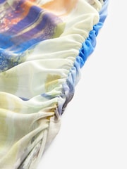 Blue Multi Abstract Print Mesh Batwing Sleeve Maxi Dress - Image 7 of 8