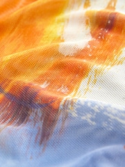 Blue Multi Abstract Print Mesh Batwing Sleeve Maxi Dress - Image 8 of 8