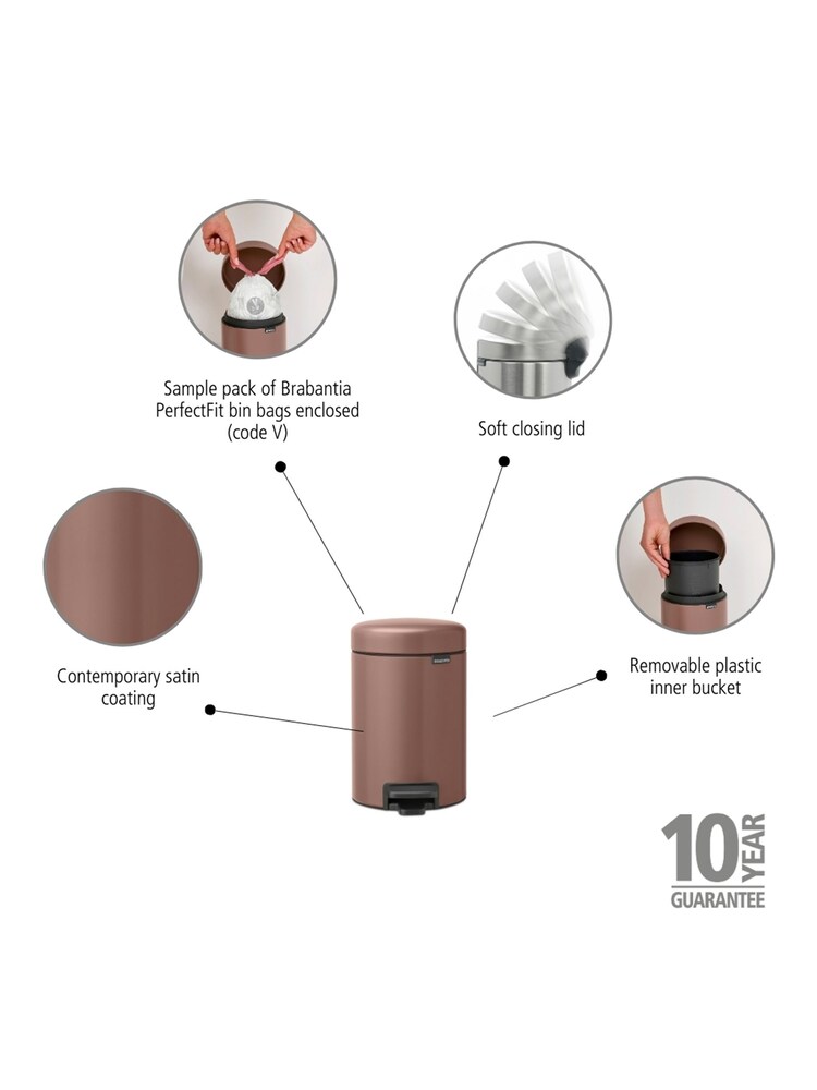 Brabantia Satin Taupe Pedal Bin NewIcon 3L - Image 4 of 4
