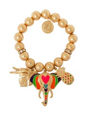 Bibi Bijoux Gold Tone Mosaic Elephant Statement Ball Bracelet - Image 1 of 4