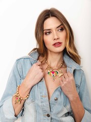Bibi Bijoux Gold Tone Mosaic Elephant Statement Ball Bracelet - Image 3 of 4